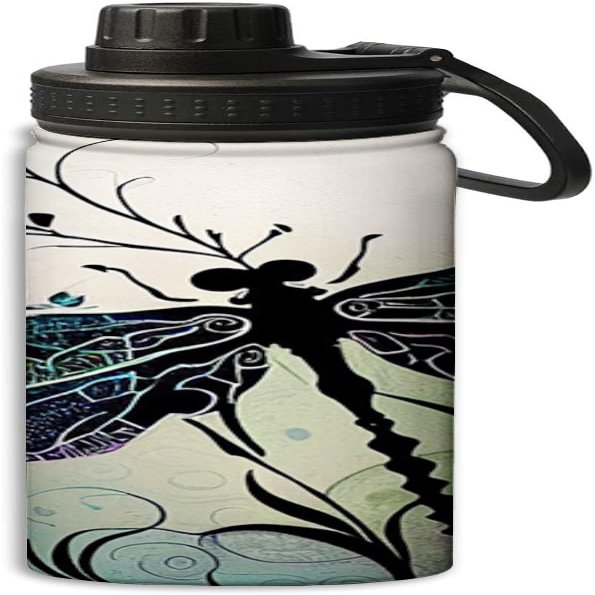 Yioniii Beautiful Dragonfly In Black And Purple pattern Sports Leak Proof Water Bottle 18 oz, Insulated Water Bottles for Bicycles,Fitness,Yoga,Hiking etc.Black And Purple
