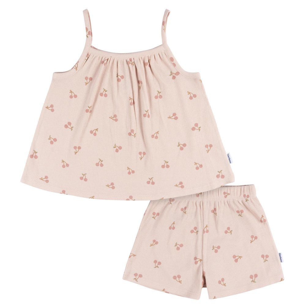 Gerber Baby Girls Toddler Sleeveless Tank Top and Shorts Set, Blush, 12 Months