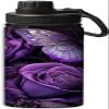 Yioniii Purple Butterflies Roses Floral Flower pattern Water Bottles Insulated 18 oz,Insulated Double Walled Leak Proof Sports Water BottleThermo Mug Keep Cold and Hot,Purple view 1