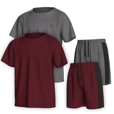 Essenclo Boys Clothing Sets Tagless Loose Athletic Performance Crew Neck T-Shirt and Short Outfits Size 3-16 (4 Piece Set) - Set-2-3-4