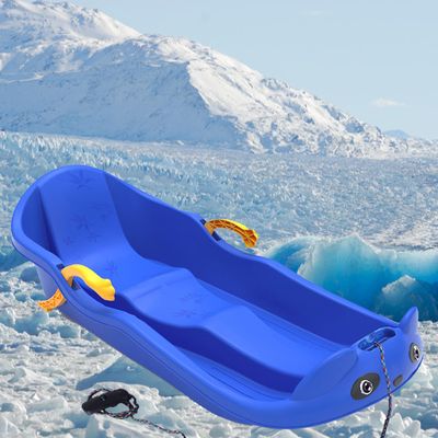 TUOYIBO Two-Handle Children'S Sledges, Two-Person, Two-Seater Thickened Sledges, Sledges with Pull Ropes, Frost-Resistant and Wear-Resistant Sledges