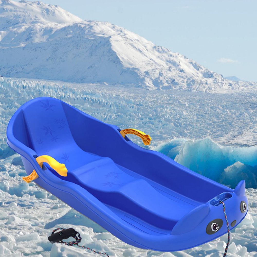 TUOYIBO Two-Handle Children'S Sledges, Two-Person, Two-Seater Thickened Sledges, Sledges with Pull Ropes, Frost-Resistant and Wear-Resistant Sledges