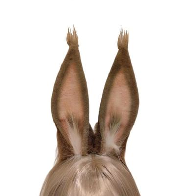 ATekatac Rabbit Ears Handmade Animal Ears Halloween Cosplay Bunny Ears Flower Headband (Tan1)