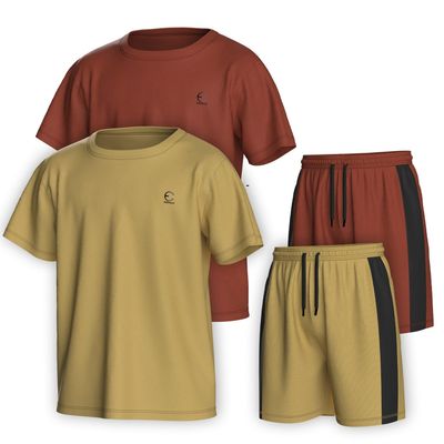 Essenclo Boys Clothing Sets Tagless Loose Athletic Performance Crew Neck T-Shirt and Short Outfits Size 3-16 (4 Piece Set) - Set-13-13-14