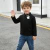 HSTiSan Boys Girls Tee T-Shirt Thermal Underwear Half Collar Basic Tops 2 Piece Kids Warm Undershirts Black+Blue 3-4Years view 2