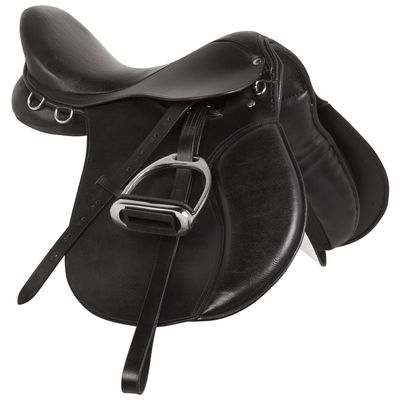 All Purpose Black Premium Leather English Riding Horse Saddle Tack Kit Stirrup Girth 12 13 14 15 16 17 18 Brown ST-ES-007 (16" Seat)