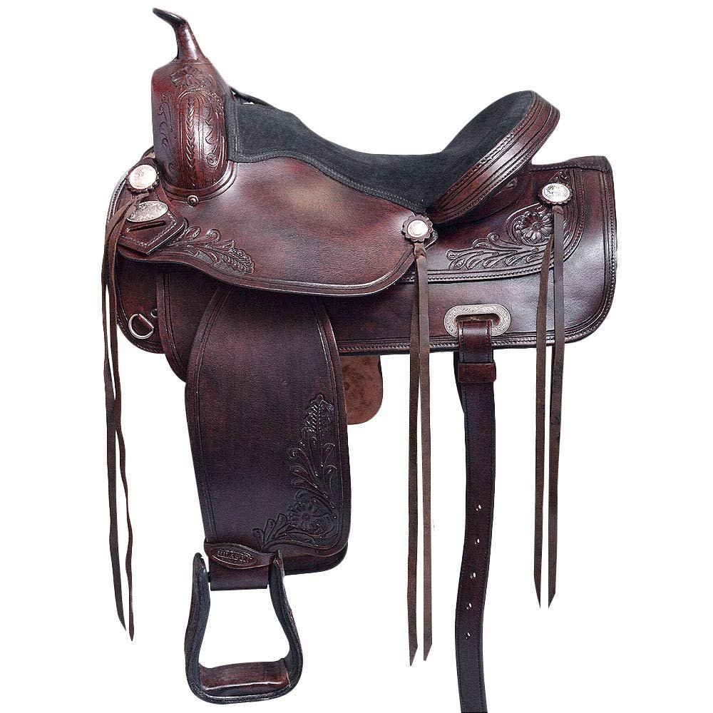 HILASON Western Horse Treeless Trail Barrel Saddle American Leather | for Horses