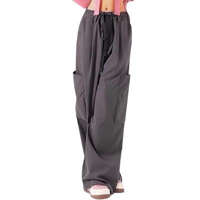 Cargo Pants Women Wide Leg Pants High Waisted Fashion Teen Girls Baggy Casual Long Straight Jogger Pants Y2K Trousers Gray