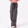 Cargo Pants Women Wide Leg Pants High Waisted Fashion Teen Girls Baggy Casual Long Straight Jogger Pants Y2K Trousers Gray view 2