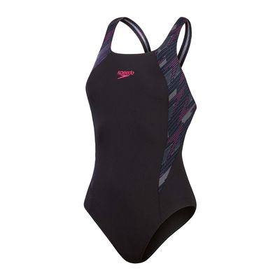 Speedo womens Swimsuit, Black / Electric Pink / Usa Ch, 34