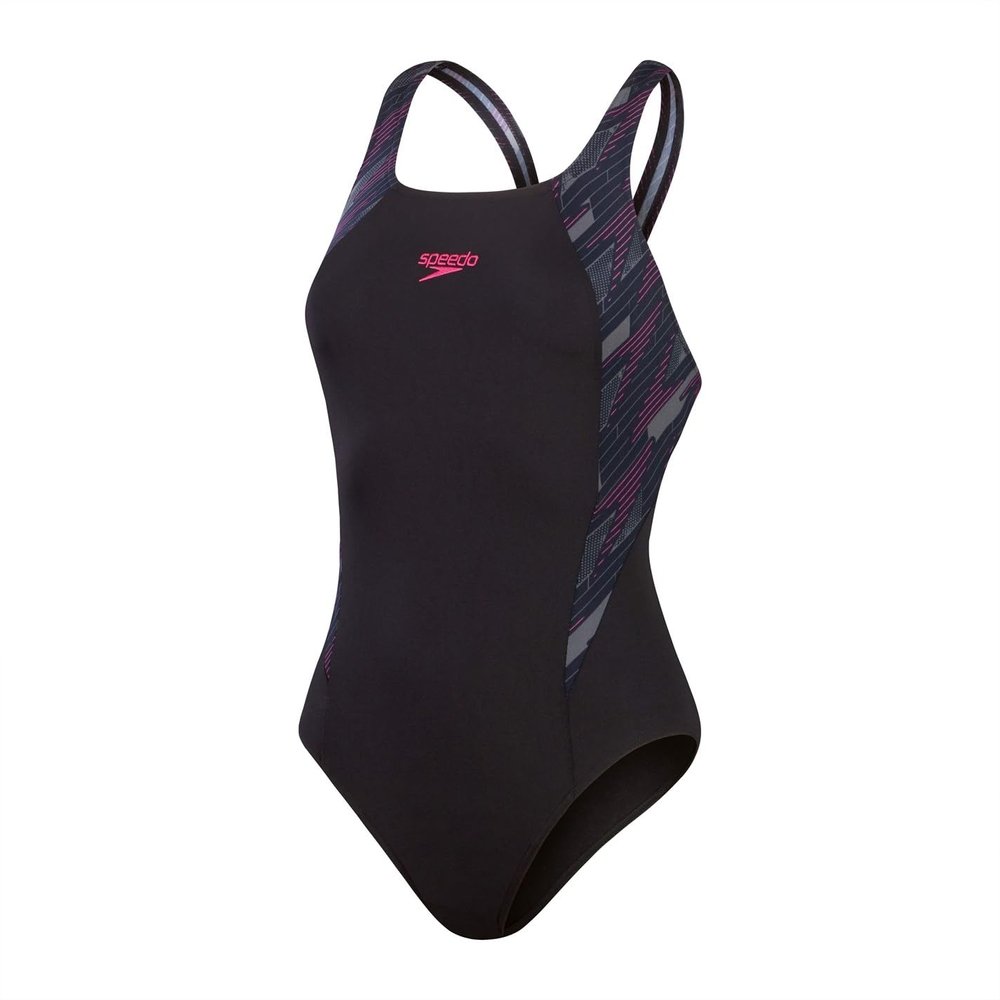 Speedo womens Swimsuit, Black / Electric Pink / Usa Ch, 34