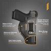 IWB - HOUSTON Gun Holsters - Nobuck Faux Leather Concealed Carry -Glk, Walther, KAHR, 1991, Taurus, FNS, XD-E and Springfield Armory (Left) view 3