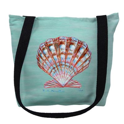 13 x 13 in. Scallop Shell on Aqua Small Tote Bag