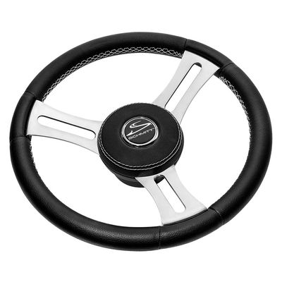 14 in. Torcello Elite Wheel Leather & Cap Stitching - Polished SS Spokes Black & White - 0.75 in. Tapered Shaft