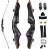 oubert Black Hunter Archery Longbow Bows 60" Right Hand Longbow Wooden Bow Set Takedown Longbow Bow for Outdoor Training Practice with Stringer Tool for Bow (20-60lb) (35LBS) view 1
