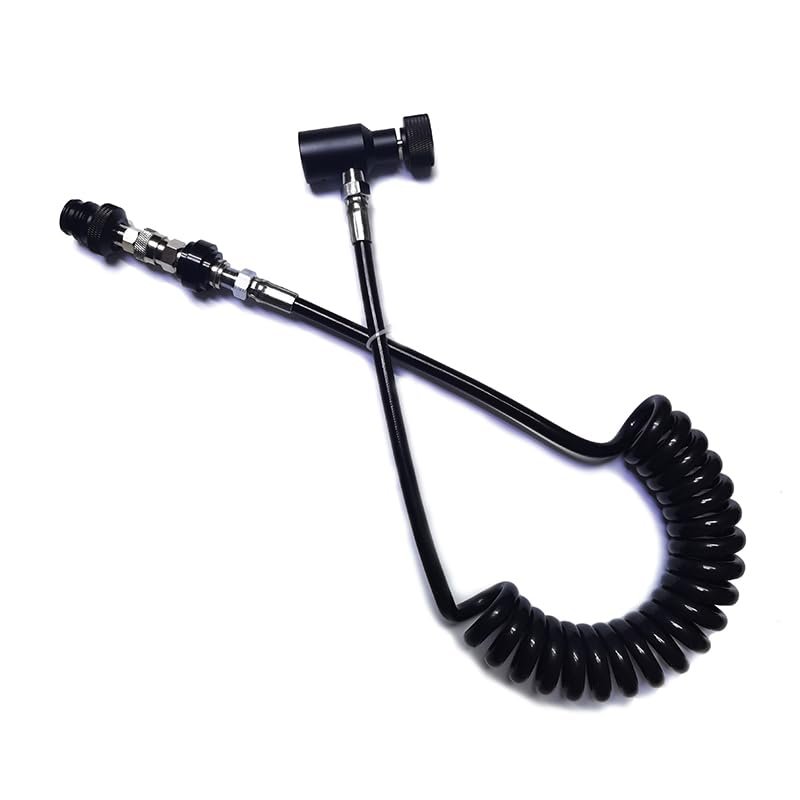 Aopkeo Paintball Marker Airsoft PCP Remote Coil Hose Line 100" with Stainless Steel Quick Disconnect and Slide Check Rated 4600psi (with Slide Check)