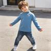 HSTiSan Boys Girls Tee T-Shirt Thermal Underwear Half Collar Basic Tops 2 Piece Kids Warm Undershirts Black+Blue 9-10Years view 3