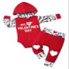 Fommy Baby Boy's First Valentines Day Outfit - Red Hoodie & Love Pants (3-6 Months) view 1