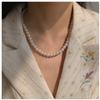 1920s Flapper Faux Pearls Long Beaded Necklace, Gatsby Ballgown Cosplay Necklace, Old School Vintage Layered Pearls Necklace for Women Prom Jewelry (A white 16.5+2'') view 2