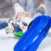 Two-Person Sledges, Children's Sledges, Thickened Plastic Sledges, Sledges with Backrests and Pull Ropes view 1