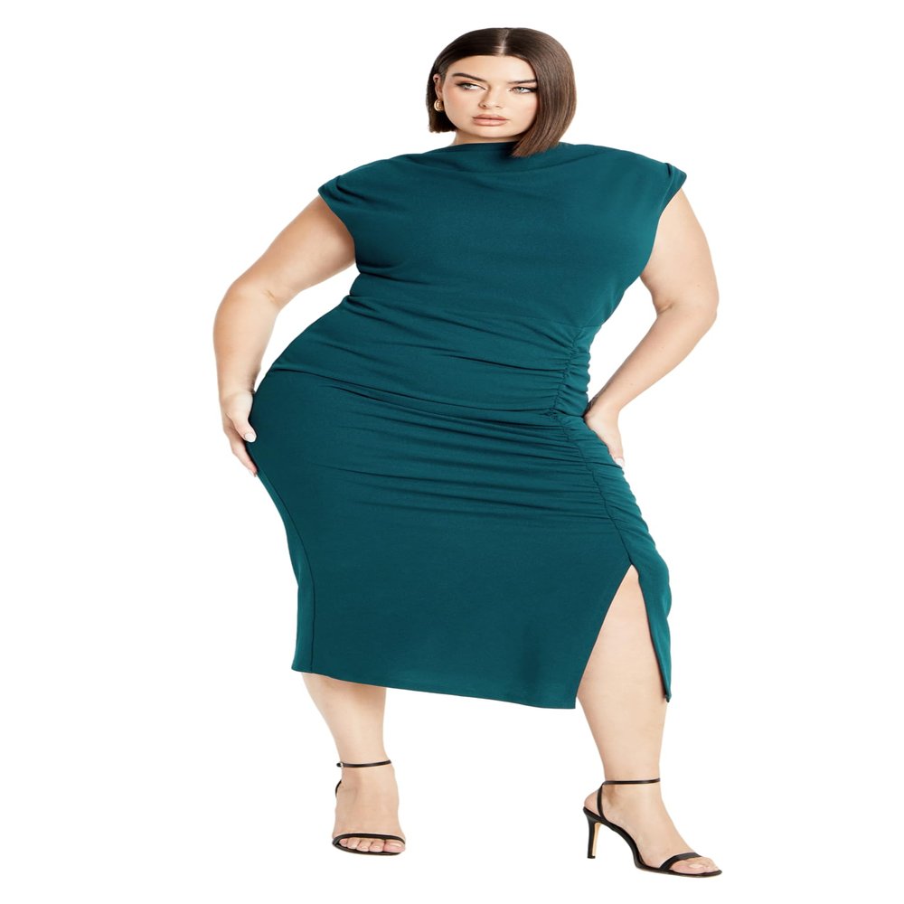 City Chic Women's Plus Size Dress ZABY, Emerald, 14