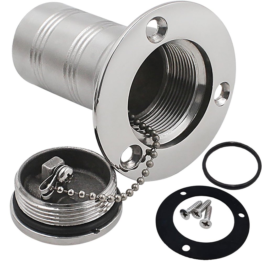 YANYUCB Boat Deck Diesel Fill/Filler 1-1/2 Inch(38mm),316 Stainless Steel Deck Filler with Keyless Cap,Marine Fuel Tank Filler Neck,Boat Deck Hardware for Boat Yacht