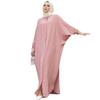 AFAVOM Women Muslim Prayer Dress Islamic Ramadan Abaya Dubai Kaftan Robe Batwing Sleeve Henley Shirt Dress Casual Church Long Sleeve Eid Modest Dress Saudi Arab Prayer Clothes Pink One Size view 1