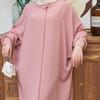 AFAVOM Women Muslim Prayer Dress Islamic Ramadan Abaya Dubai Kaftan Robe Batwing Sleeve Henley Shirt Dress Casual Church Long Sleeve Eid Modest Dress Saudi Arab Prayer Clothes Pink One Size view 3