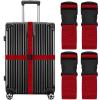 Luggage Straps for Suitcases Travel Belt Suitcase Strap, Heavy Duty with Quick-Release Buckle Suitcase Safe Belt with Name Card, Bright Color Adjustable Luggage Belts, TSA Approved, 4 Pack, Red view 1