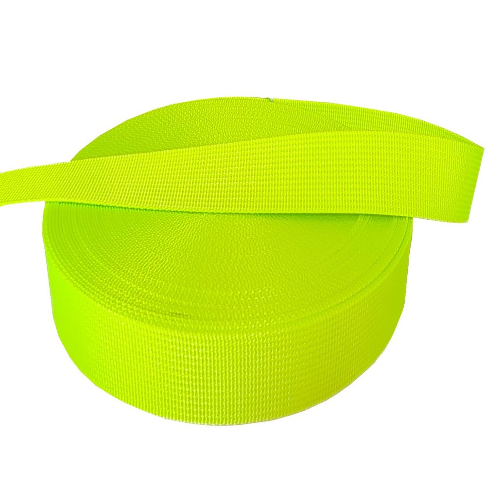 MONIDOOR 1 Inch Nylon Webbing 20 Yards Durable Flat Nylon Strap for Backpack Cargo Strap Pet Leash or Collar Craft(152021,Neon Green)