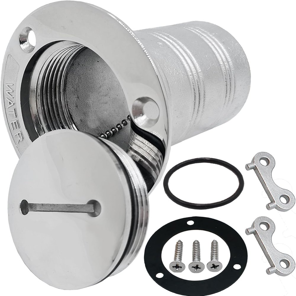 YANYUCB Boat Deck Water Fill/Filler 2 Inch(50mm),316 Stainless Steel Deck Filler with Key Cap,Marine Fuel Tank Filler Neck,Boat Deck Hardware for Boat Yacht