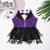 Winnrchan Kids Girls' Sequins Latin Jazz Dance Costume Tassel Tuxedo Modern Dance Leotard Jumpsuit Purple 10 Years view 4