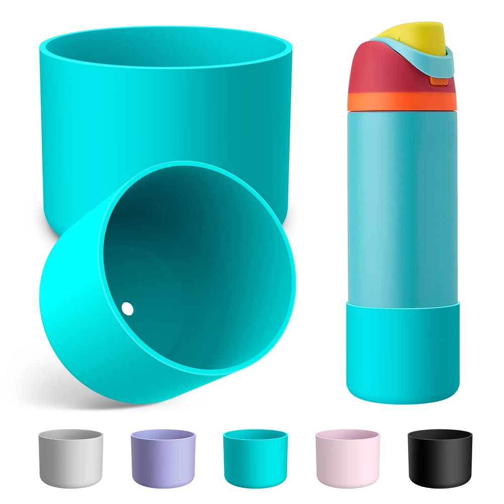 Alwenid 2PCS Silicone Water Bottle Boot for Owala 24 Oz, Anti-Slip Protective Sleeve Bottom Bumper Protector for FreeSip, Twist, and Flip Stainless Steel Water Bottles (Blue)