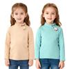 HSTiSan Boys Girls Thermal T-Shirt Half Collar Soft Tee Warm Underwear Basic Tops Children's Undershirts 2PCS Light Green+Khaki 5-6Years