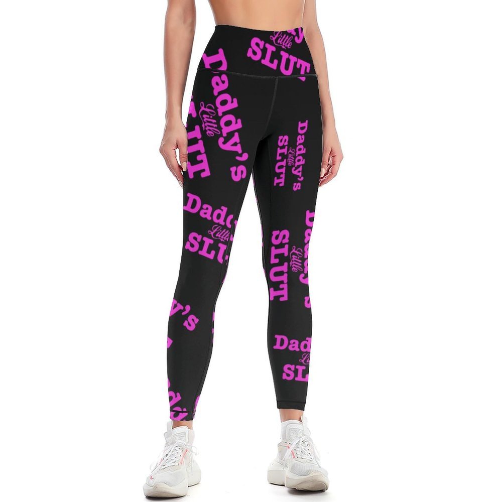 Daddy's Little Slut Workout Leggings for Women High Waisted Tummy Control Yoga Pants Soft Biker Pants L