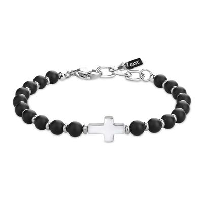 GAVU Matte Onyx Cross Charm Bracelet for Men