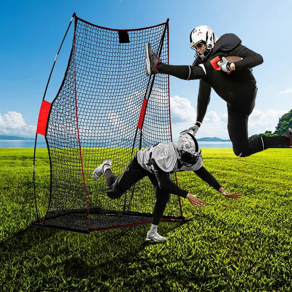 Doublehorse Football Kicking Net - 4x7FT Portable Rugby Lightweight Quarterback Target Toss Throwing Practice Training Game for Outdoor Indoor Backyard Sports Field Teens Adults Practice Gifts