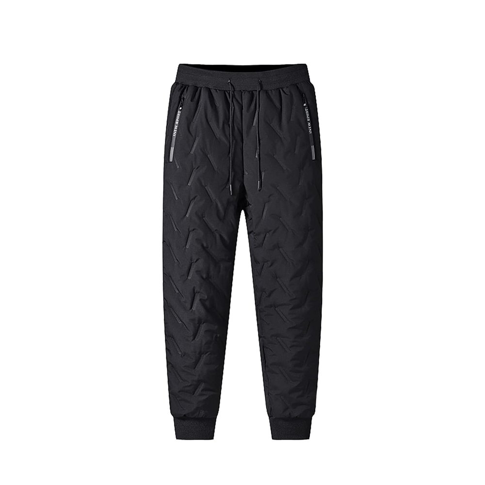 Loodion Fleece-Lined Waterproof Pants,Unisex Lambswool Fleece-Lined Joggers,Mens Active Pants (Black*Jogging Pants,Medium)