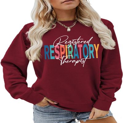 ESIKAH Registered Respiratory Therapist Sweatshirt Respiratory Therapy Gift Shirts Women Crewneck RT Department Pullover Tops
