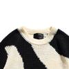Men's Black and White Sweater Male Dual Color Casual Knit Pullover Men Soft Crewneck Fall Winter Cardigan (Large,Black) view 3
