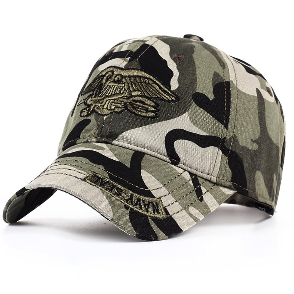 QOHNK Navy Baseball Cap for Men Women Seal Cap Military Fan Tactical Cap Trucker Profile Hat Adjustable Camouflage