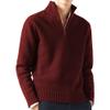 Men's 1/4 Zip-Up Long Sleeve Sweater Warm Pullover Casual Sweaters Jumpers Knitwear Tops for Fall Winter (Large,Wine Red) view 1