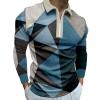 ZYXTIM Men's Fashion Zipper Polo Shirts Long Sleeve Slim Fit 3D Printed Casual Business Pullover Athletic Golf Shirt Tops view 1