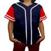 DIGITMON Kids Baseball Jersey Button Down Premium Sleeve Two-Striped T Shirts Uniform NAVYREDWHITE for 16y Teenagers view 1