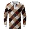 ZYXTIM Men's Fashion Zipper Polo Shirts Long Sleeve Slim Fit 3D Printed Casual Pullover Breathable Quick Dry Athletic Sport Golf Shirt Tops view 3