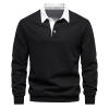 ZYXTIM Mens Polo Long Sleeve Shirts Button Down Solid Color Elegant Lapel Golf Polo Shirts Cotton Cozy Basic Casual T-Shirt Tops Sweatshirts view 1