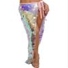 Alvivi Women's Shiny Sequin Long Skirt Belly Dance Hip Scarf Wrap Skirt Sparkly Halloween Rave Party Costume Pink X-Large view 2