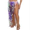 Alvivi Women's Shiny Sequin Long Skirt Belly Dance Hip Scarf Wrap Skirt Sparkly Halloween Rave Party Costume Pink X-Large view 3