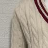 SWJGLITTR Men's V-Neck Color Matching Sweater Male Ribbed Knitted Cable Slim Fit Pullovers Man Color Block Ribbed Sweaters (XX-Large,White) view 3