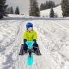 RIAHNEAH Snow Sled, Baby Sled with Steering Wheel Double Brakes, Durable Steel Frame Ice Fishing Sled for Skiing, Ice Skating, and Sand Skiing, can Bear 220 Lbs, Green view 4